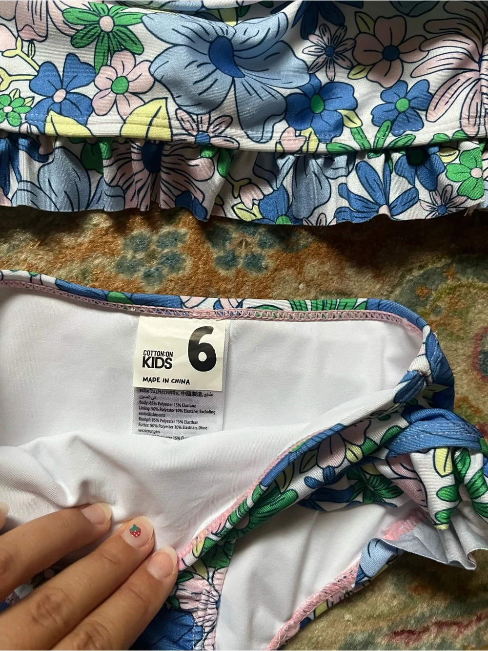 Kids Floral Ruffle Two-Piece Swimsuit - Multi Blue & Green